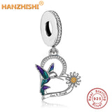 925 Sterling Silver Love & Strength Heart Dangle Beads Charms