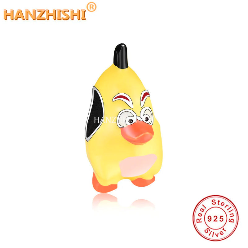 925 Silver Yellow Duck Bead Charm for Bracelet DIY Jewelry