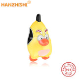 925 Silver Yellow Duck Bead Charm for Bracelet DIY Jewelry