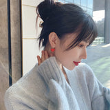 Red Crystal Heart-shaped Pendant Earrings Jewelry