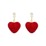 Red Crystal Heart-shaped Pendant Earrings Jewelry