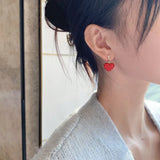 Red Crystal Heart-shaped Pendant Earrings Jewelry