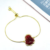 Religious Copper Zircon Crystal Bracelet Maitreya Pink Jade Buddha Bracelet