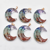 Colorful Amethysts Lapis Lazuli Moon Charms Pendants 12pcs