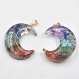 Colorful Amethysts Lapis Lazuli Moon Charms Pendants 12pcs