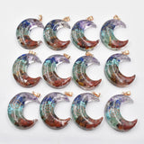 Colorful Amethysts Lapis Lazuli Moon Charms Pendants 12pcs