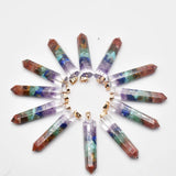 Colorful Amethyst Lapis Lazuli 7 Stone Pillar Charms Pendants 12pcs