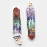 Colorful Amethyst Lapis Lazuli 7 Stone Pillar Charms Pendants 12pcs