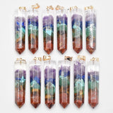 Colorful Amethyst Lapis Lazuli 7 Stone Pillar Charms Pendants 12pcs