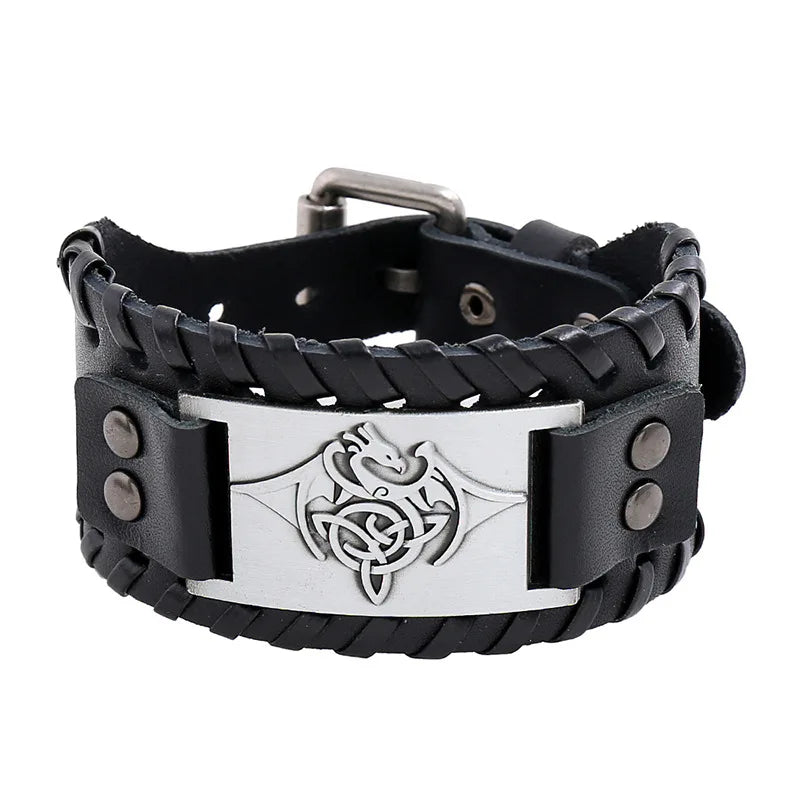 Punk Men's Leather Bracelet Retro Woven European American