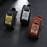 Punk Men's Leather Bracelet Retro Woven European American