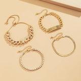 Rhinestone Butterfly Bracelet Set Crystal Chain Metal Link Hand Chain