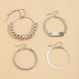 Rhinestone Butterfly Bracelet Set Crystal Chain Metal Link Hand Chain