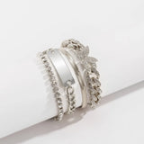 Rhinestone Butterfly Bracelet Set Crystal Chain Metal Link Hand Chain