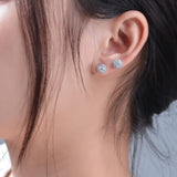 Round High Carbon Diamond Earrings 925 Women's Flower Earrings