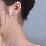 Round High Carbon Diamond Earrings 925 Women's Flower Earrings