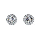 Round High Carbon Diamond Earrings 925 Women's Flower Earrings