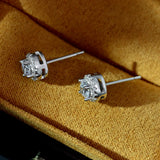 Round High Carbon Diamond Earrings 925 Women's Flower Earrings