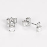 S925 Round Shell Pearl Stud Earrings with Zircon