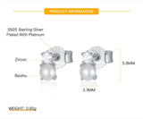 S925 Round Shell Pearl Stud Earrings with Zircon