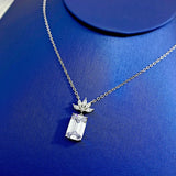 S925 Silver Necklace High Carbon Diamond Water Pendant Chain
