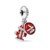 Sterling Silver British Flag Heart Fire Hydrant Helmet Pendant