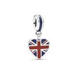 Sterling Silver British Flag Heart Fire Hydrant Helmet Pendant