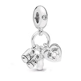 Sterling Silver British Flag Heart Fire Hydrant Helmet Pendant