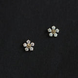 S925 Silver Plated Zircon Flower Earrings