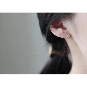 S925 Silver Plated Zircon Flower Earrings