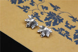 S925 Sterling Silver Thai Retro Forest Art Leaf Stud Earrings
