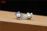 S925 Sterling Silver Thai Retro Forest Art Leaf Stud Earrings