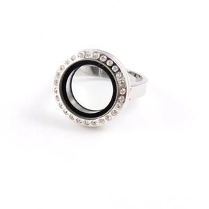Stainless Steel Floating Locket Ring with 20mm Locket & Charms