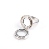 Stainless Steel Floating Locket Ring with 20mm Locket & Charms