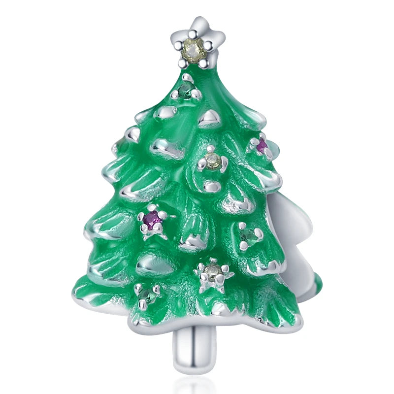 Silver Christmas Tree Charms Beads Bracelet Pendant DIY Jewelry