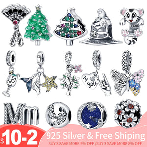 Silver Christmas Tree Charms Beads Bracelet Pendant DIY Jewelry