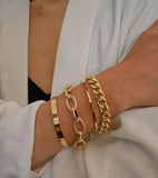 Nail Cuff Bracelet Carved Bangle for Women