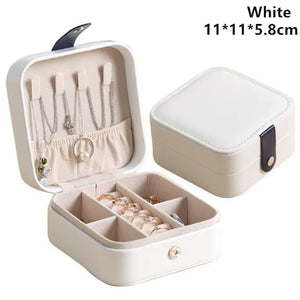 Mini Leather Jewelry Box Travel Organizer for Earrings, Rings, Necklaces