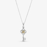 925 Sterling Silver Spring Key & Flower Necklace