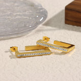 Square Hoop Earrings Full Zircon Paved 18K PVD Plated
