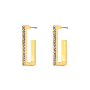 Square Hoop Earrings Full Zircon Paved 18K PVD Plated