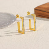 Square Hoop Earrings Full Zircon Paved 18K PVD Plated