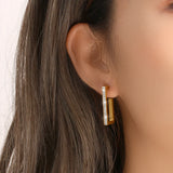 Square Hoop Earrings Full Zircon Paved 18K PVD Plated