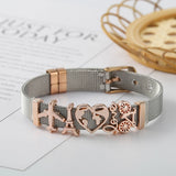 Stainless Steel Bracelet Aircraft Star Charm Angel Wing Mom Beads Mesh Belt