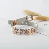 Stainless Steel Bracelet Aircraft Star Charm Angel Wing Mom Beads Mesh Belt