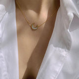 Romantic Mother Of Pearl Crescent Moon Pendant Necklaces