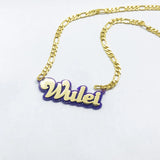 Personalized Stainless Steel Name Necklace Double Layer Acrylic Chain Gift