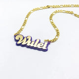 Personalized Stainless Steel Name Necklace Double Layer Acrylic Chain Gift