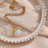18K Gold Plated Pearl Necklace Water-wave Chain