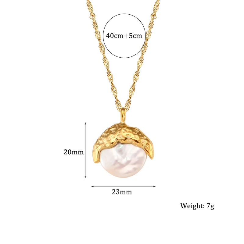 18K Gold Plated Pearl Necklace Water-wave Chain